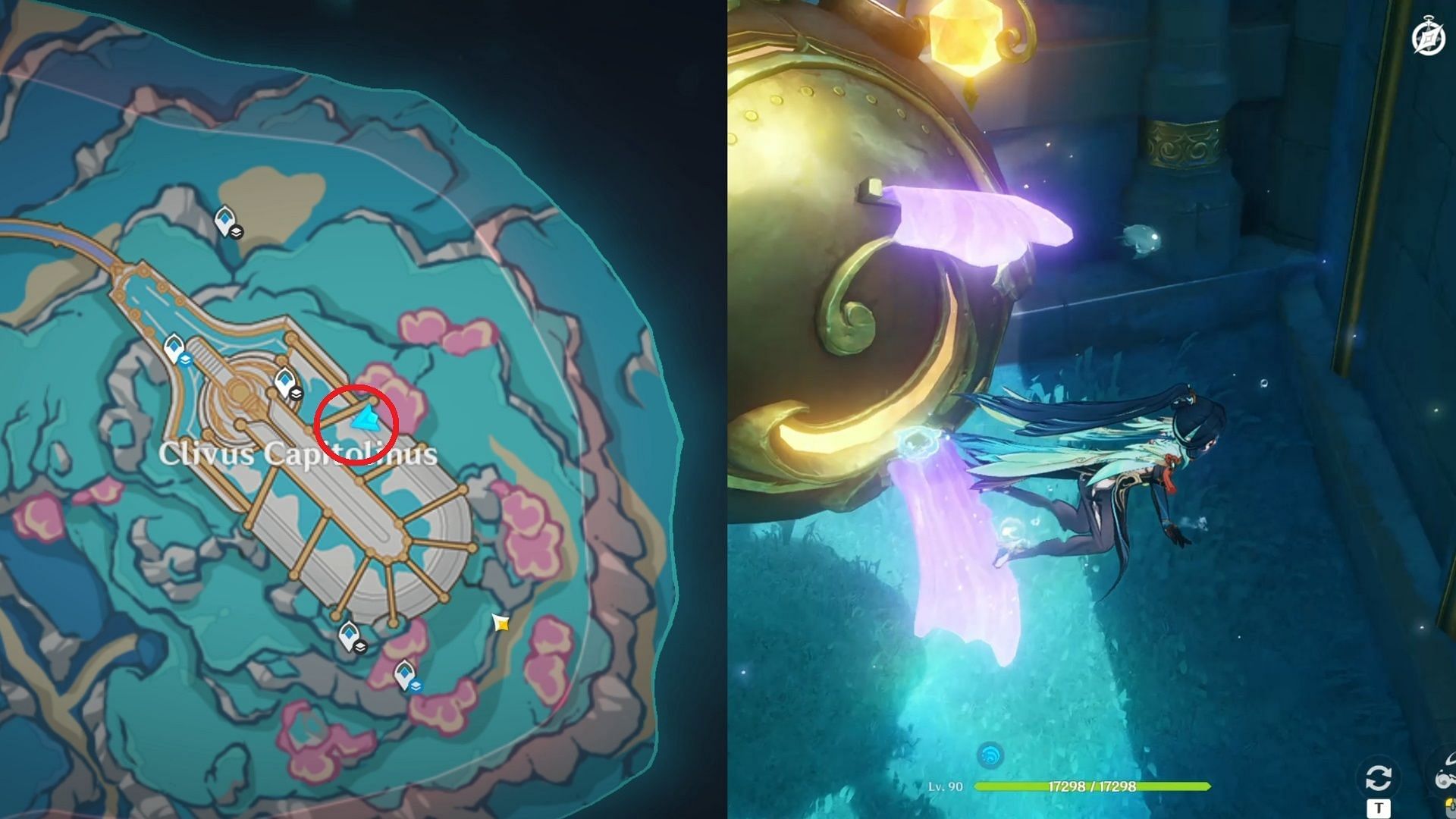 Location of the final Seelie in Sea of Bygone Eras (Image via HoYoverse)